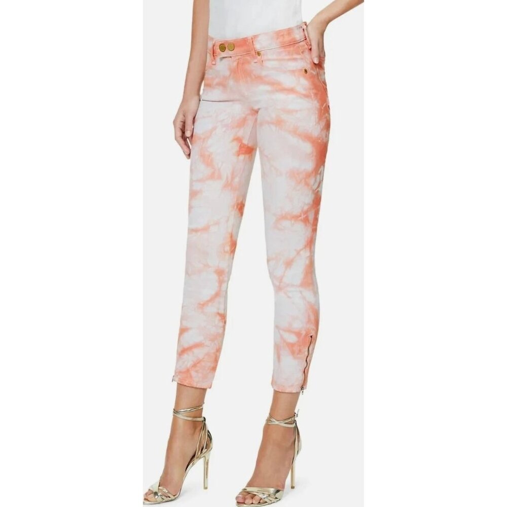 NWT Ramy Brook Katie Mid Rise Skinny Pink Tie Dye Ankle Jeans Size 27 $245 [jb]